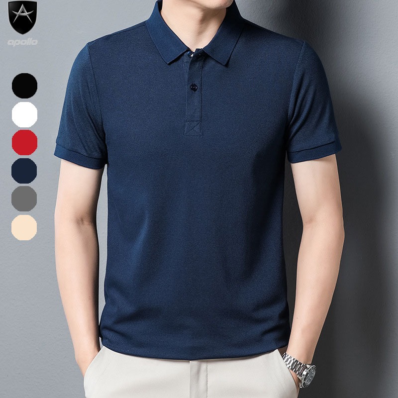 Áo Polo nam  vải Cotton cao cấp dày dặn co giãn 4 chiều chuẩn form thun, áo pull cổ bẻ tay ngắn màu xanh than