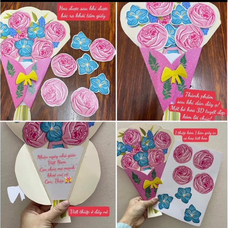 Thiệp bó hoa 3D ngày 8/3 - 20/10