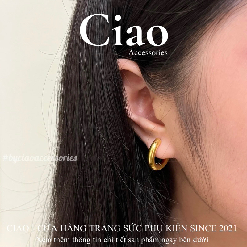 Khuyên tai/ Bông tai titan không gỉ thiết kế bản tròn Ciao accessories