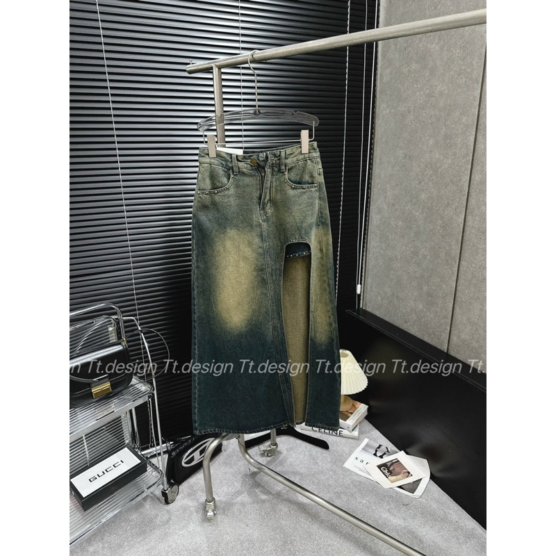 Chân váy Jeans Dài Xẻ Trước Hàng QC Loại 1