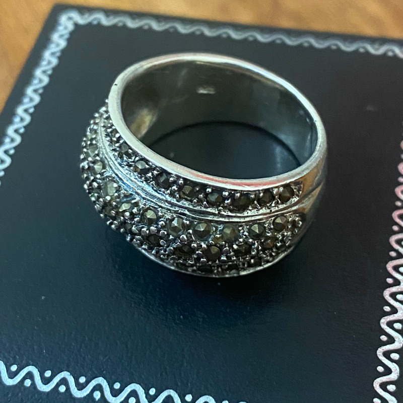 Nhẫn b.ạc gắn đá marcasite si kiện Nhật