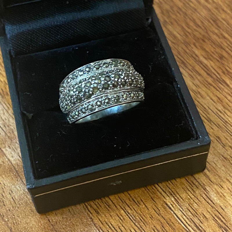 Nhẫn b.ạc gắn đá marcasite si kiện Nhật