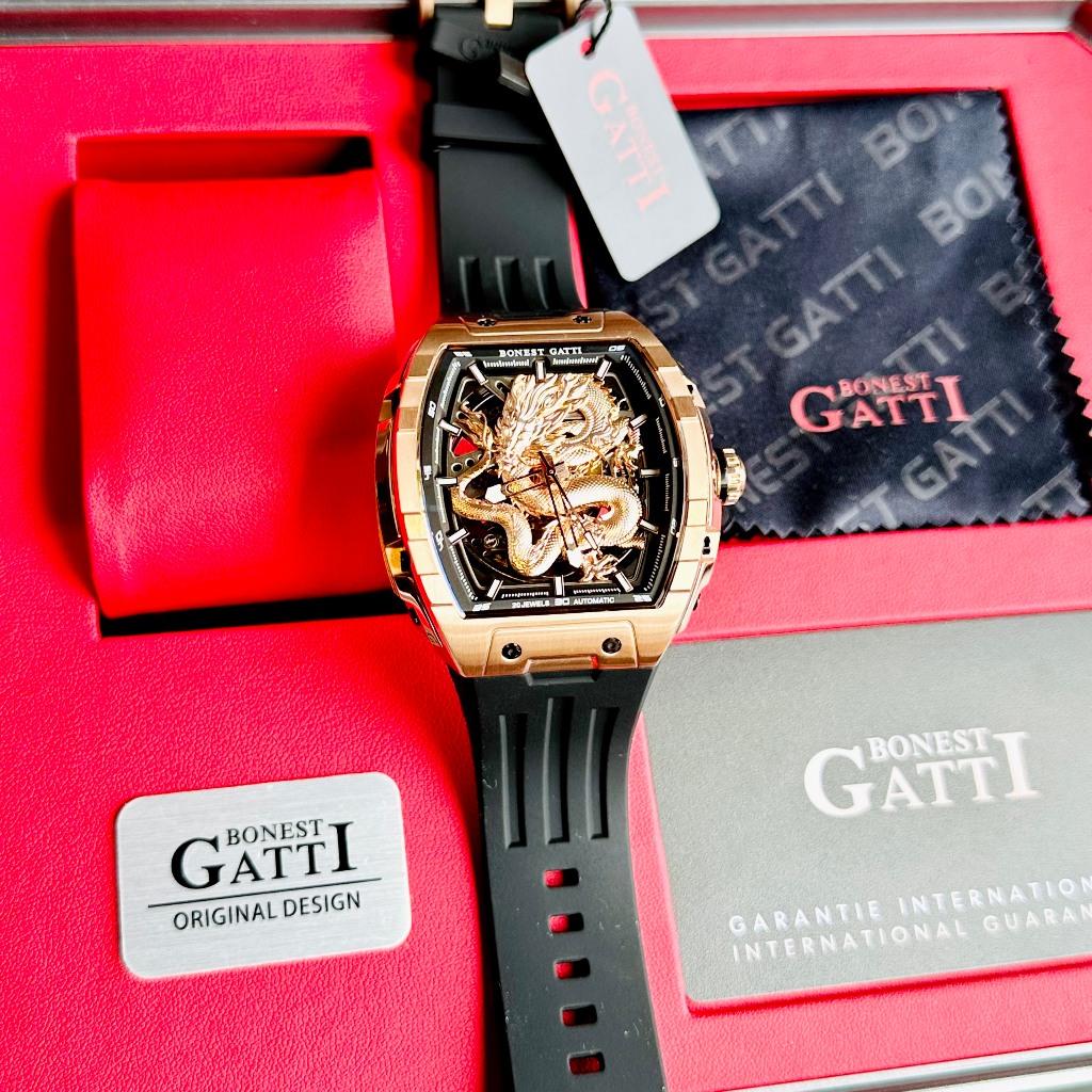 Đồng hồ Nam Bonest Gatti BG5606G Máy Cơ  Phiên Bản Rồng Vàng Tặng Kèm Mô Hình Xe Đua