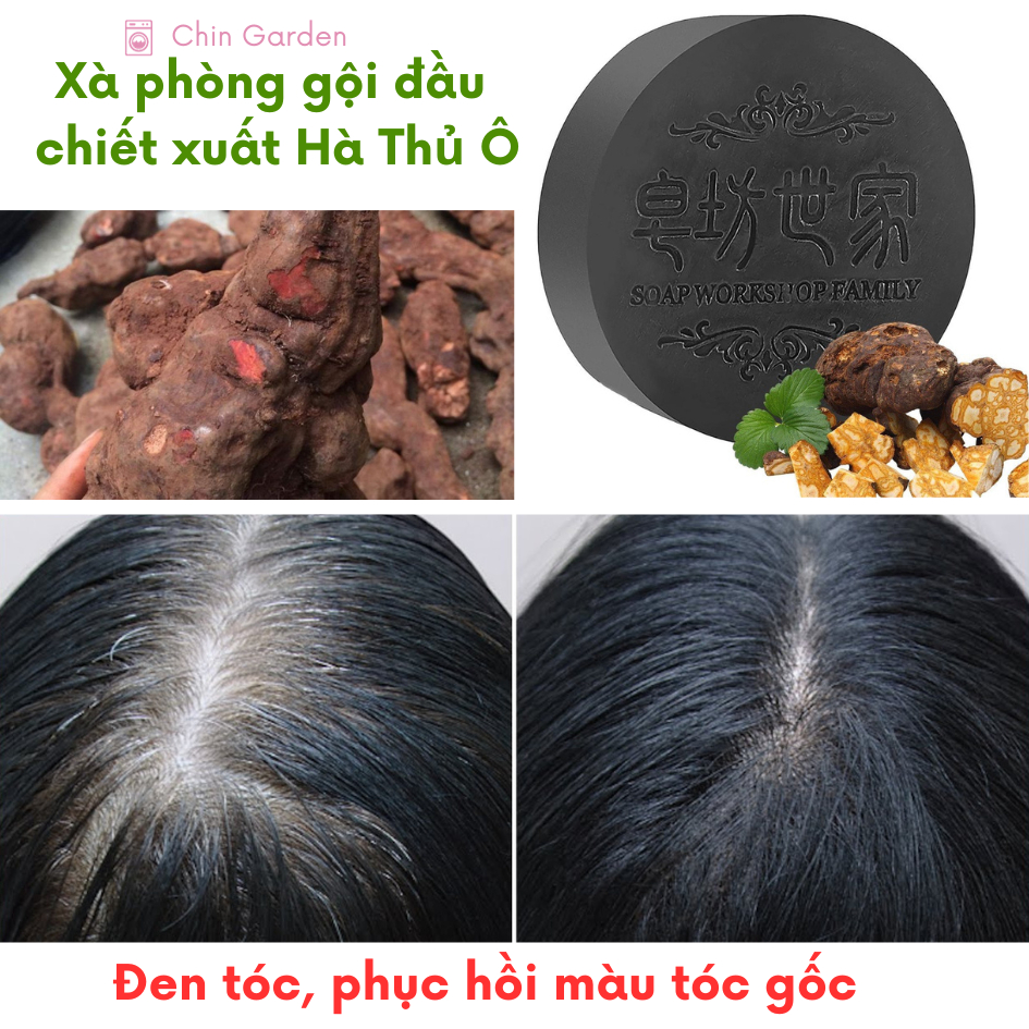 Xà Phòng Gội Đầu Kích Thích Mọc Tóc Hà Thủ Ô  Xà Bông Gội Đầu Hà Thủ Ô Chính Hãng Giúp Tóc Đen Mượt, Vào Nếp