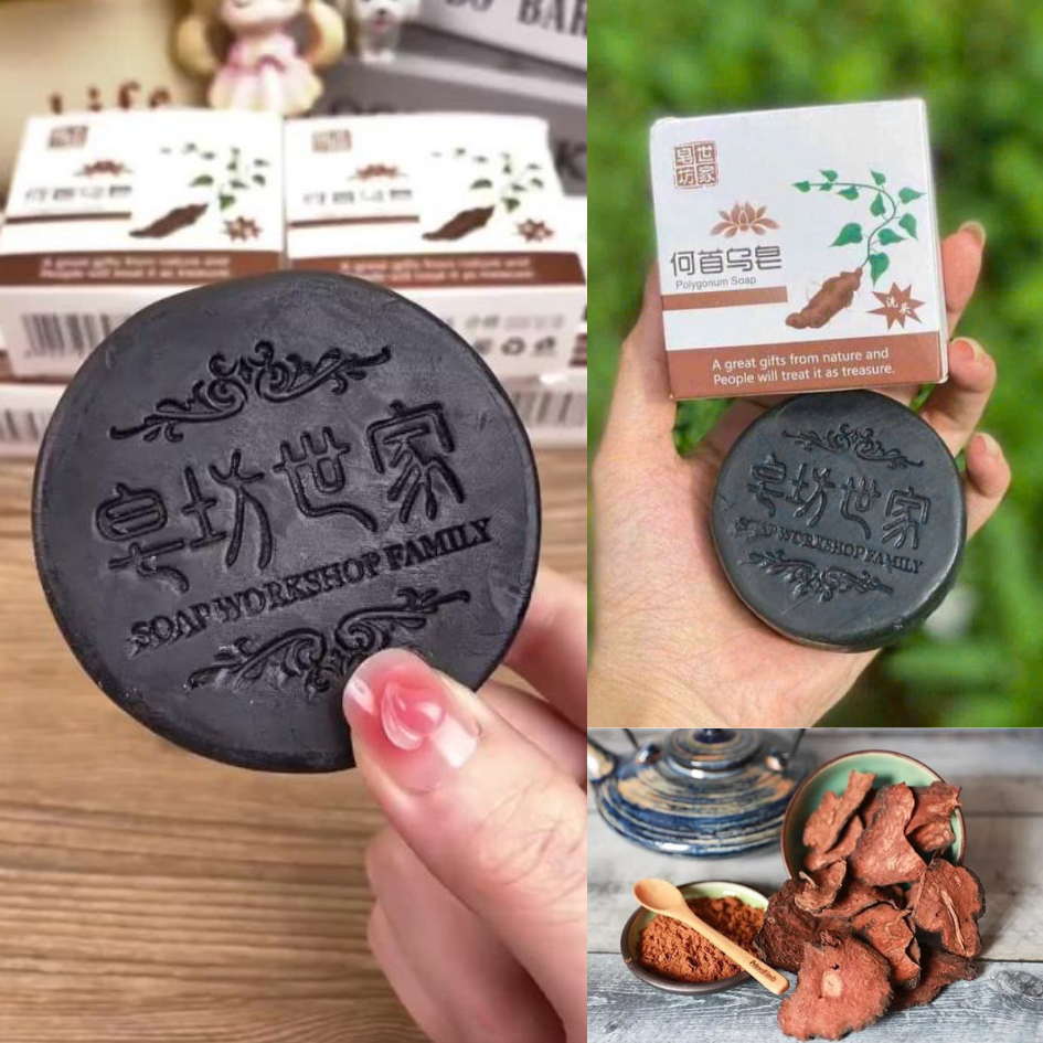 Xà Phòng Gội Đầu Kích Thích Mọc Tóc Hà Thủ Ô  Xà Bông Gội Đầu Hà Thủ Ô Chính Hãng Giúp Tóc Đen Mượt, Vào Nếp