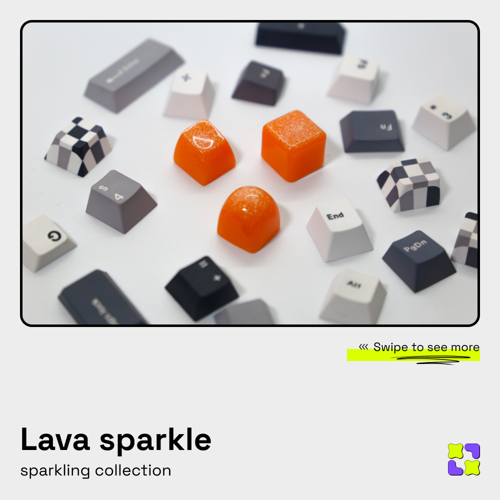 Keycap Artisan bàn phím cơ XULU Sparkle Lava màu sắc nổi bật trang trí bàn phím cơ truyền cảm hứng học tập làm việc