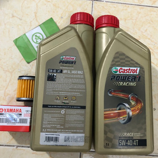 1 CHAI NHỚT CASTROL RACING 1L ( hình chụp trực tiếp ) - tặng lọc nhớt Yamaha