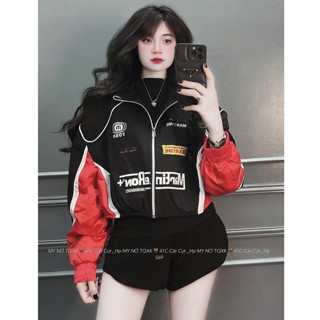 Áo Khoác Dù Racing Lững Form Croptop Chất Dù 2 Lớp In Đẹp