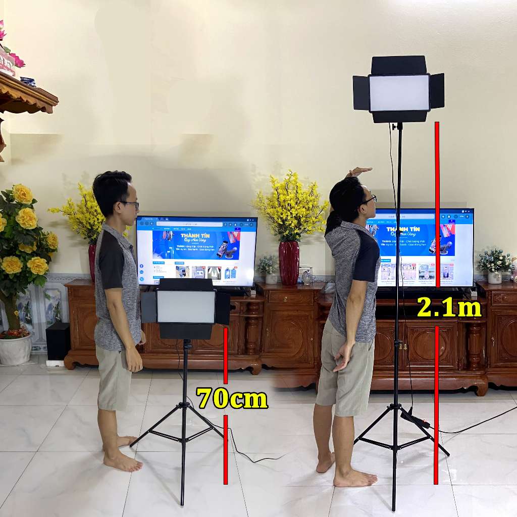 Đèn Led E900 Có Vách Điều Chỉnh Ánh Sáng Công Suất 100W Trợ Sáng Quay Phim, Studio Nhỏ, Livestream