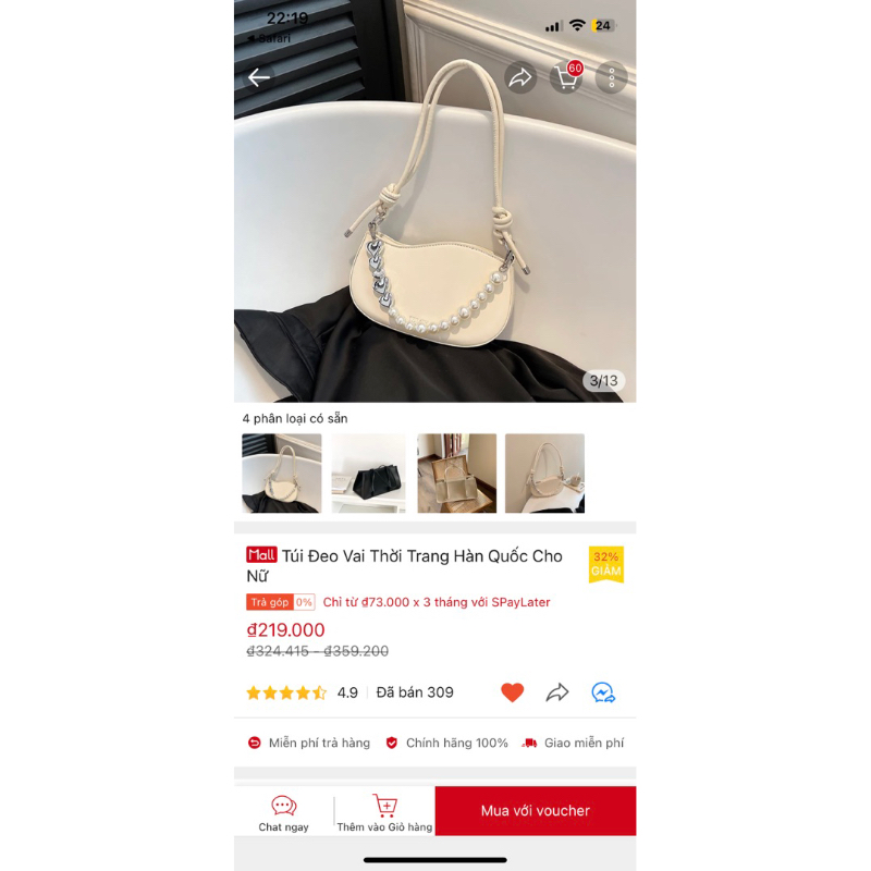 IELGY Túi Đeo Chéo Vai Màu Trắng Có Thể Điều Chỉnh