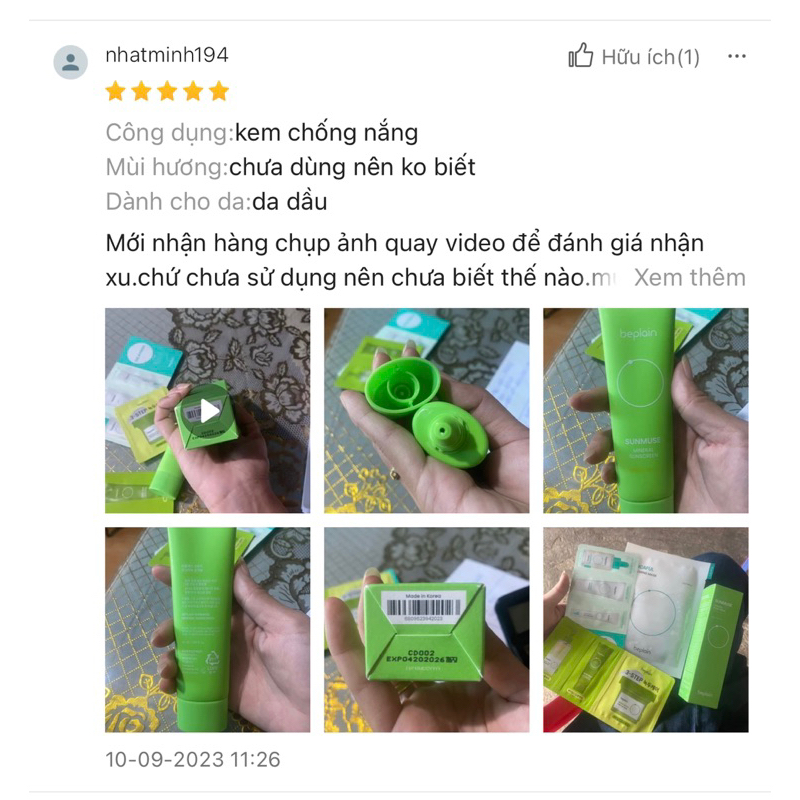 KCN beplain Sunmuse Vật Lý Nâng Tone nhẹ nhàng SPF 50+ PA++++ 50ml