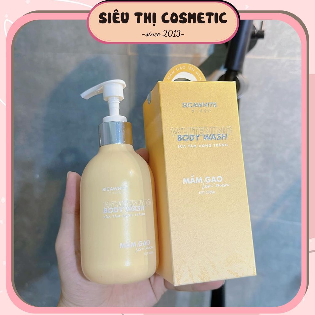 (tặng bông tắm) Sữa tắm mầm gạo lên men Sica White hỗ trợ sáng da, giúp làm mềm mịn da