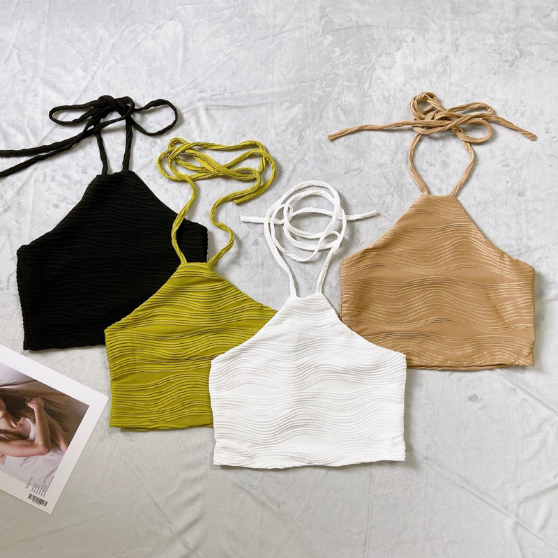 Áo croptop cố yếm sát nách dáng ôm gợi cảm 606 FIORI STORE