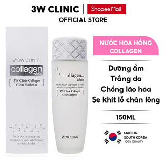 Nước Hoa Hồng Trắng Da 3W CLINIC Hàn Quốc Chiết Xuất Từ Collagen Giúp Se Khít Lỗ Chân Lông Mềm Mịn Da 150ml
