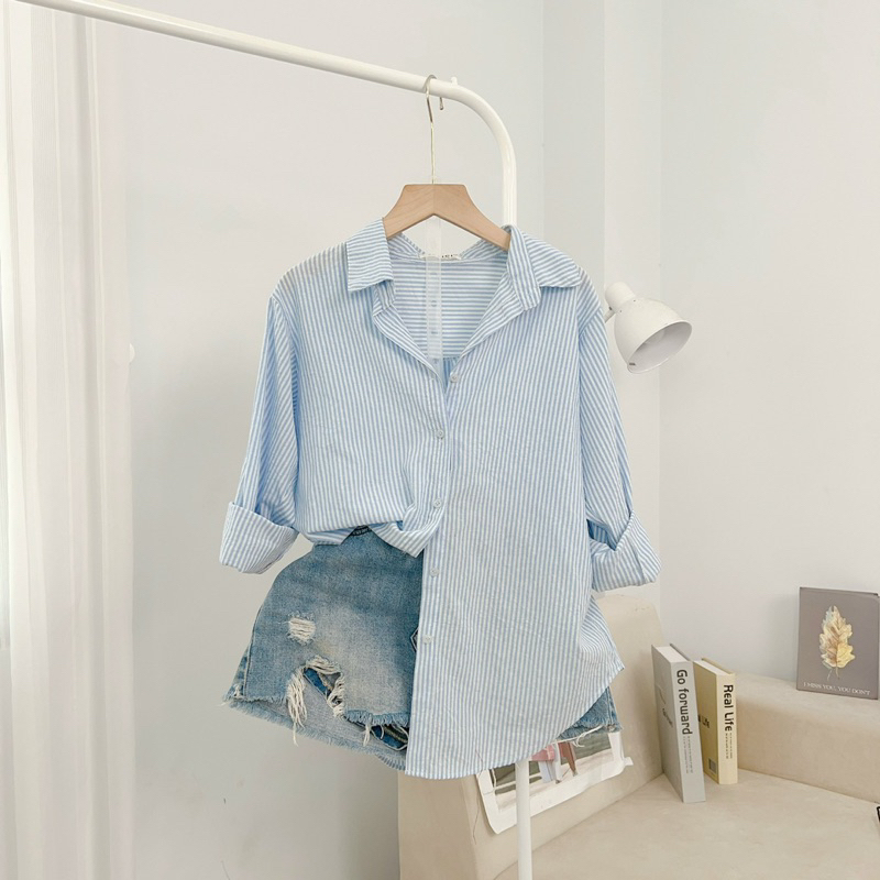 Áo Sơmi Nữ Unisex Dáng Rộng Phong Cách Hàn Quốc