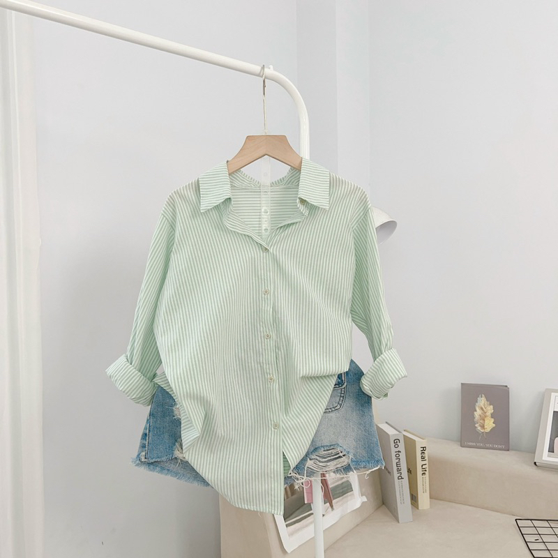 Áo Sơmi Nữ Unisex Dáng Rộng Phong Cách Hàn Quốc