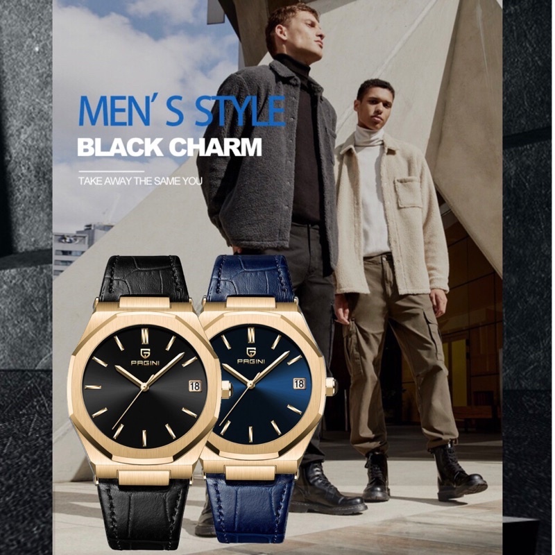 Đồng hồ nam thời trang dây da cao cấp Pagini có lịch ngày giá rẻ - Kingsman Watch
