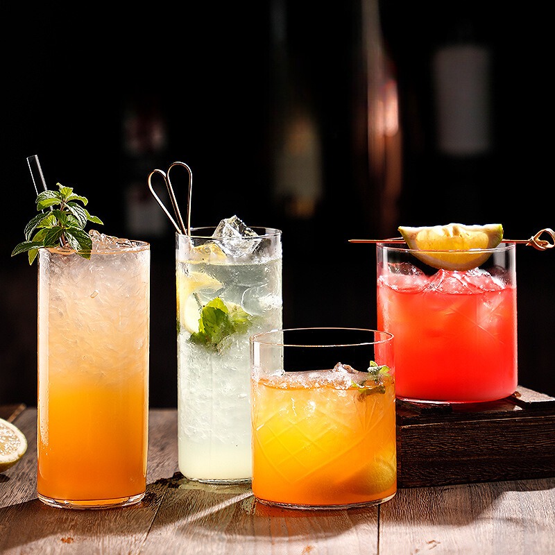 Ly thủy tinh thẳng phong cách Hàn Quốc, cốc trong suốt thủy tinh chịu nhiệt uống cafe, sinh tố,soda cao 350ml - maydecor