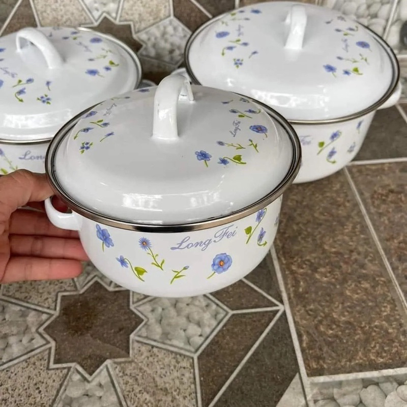 BỘ NỒI 3 CÁI TRÁNG MEN IN HOA