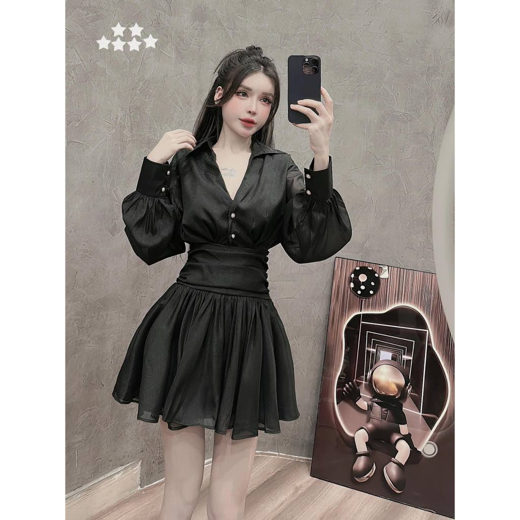 Set Áo Sơ Mi Kèm Chân Váy Xòe Công Chúa Thiết Kế MK887