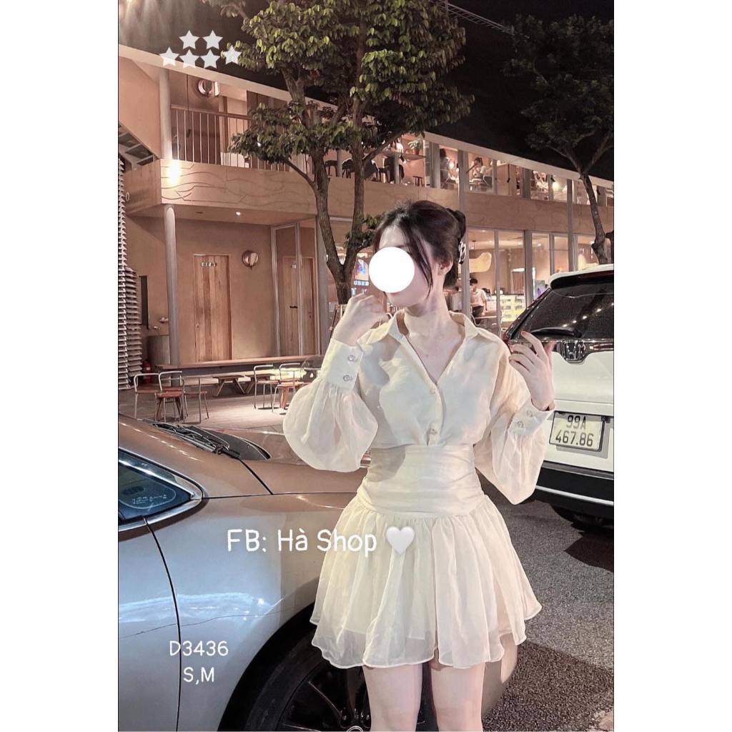 Set Áo Sơ Mi Kèm Chân Váy Xòe Công Chúa Thiết Kế MK887