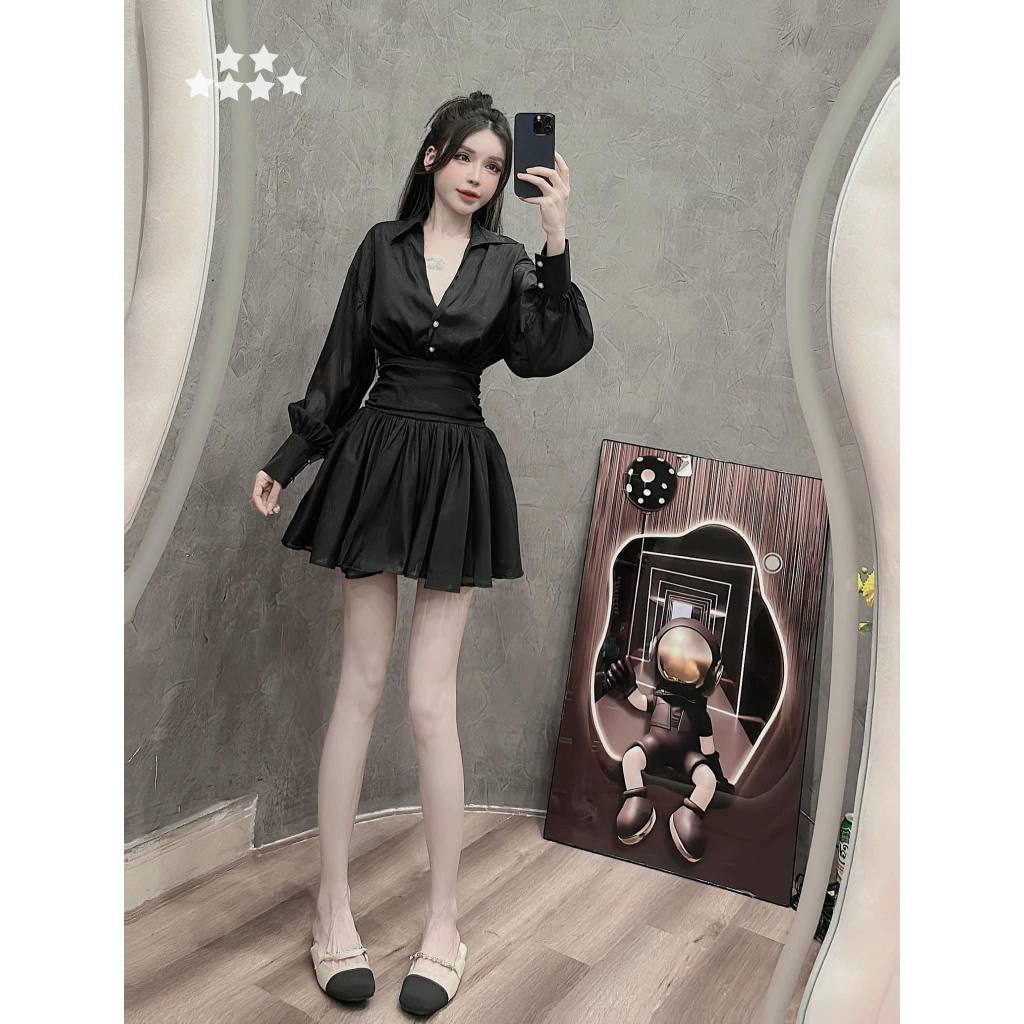 Set Áo Sơ Mi Kèm Chân Váy Xòe Công Chúa Thiết Kế MK887