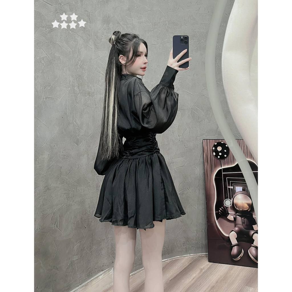 Set Áo Sơ Mi Kèm Chân Váy Xòe Công Chúa Thiết Kế MK887