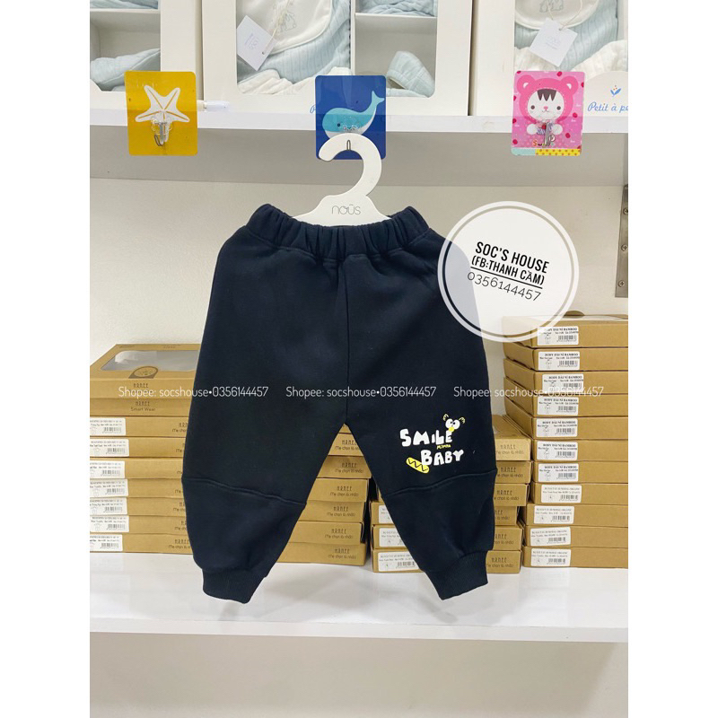 Quần dài Mompa nỉ lông cho bé trai bé gái