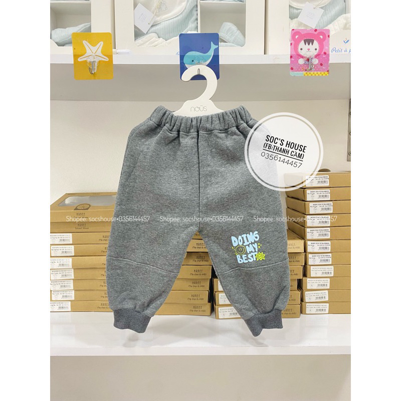 Quần dài Mompa nỉ lông cho bé trai bé gái