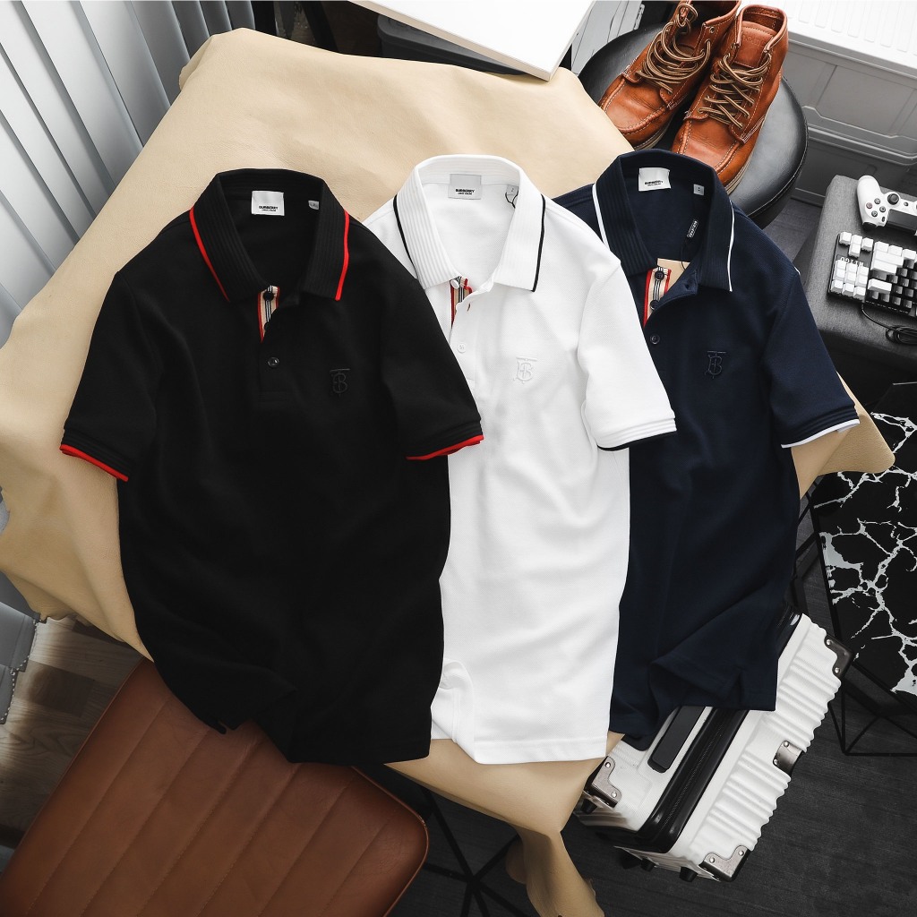 Áo thun có cổ polo tay ngắn BBR vải cotton gai pique cotton 100% co dãn nhẹ lên form tiệc tùng