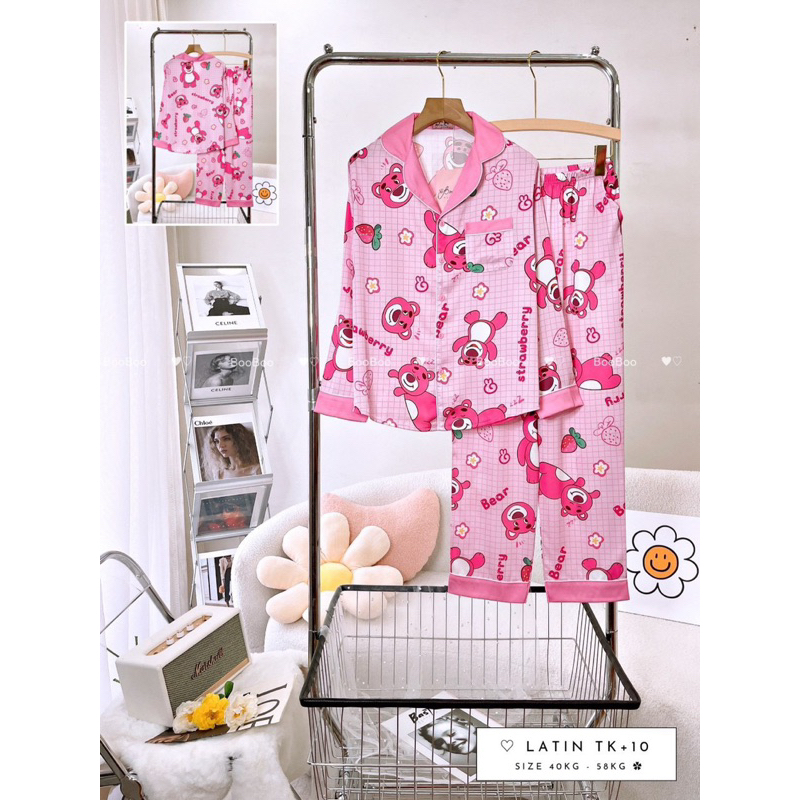 [HỎA TỐC HCM]MẪU MỚI Đồ Bộ Mặc Nhà Pijama Boo Boo Lụa Latin Form Tay Dài Quần Dài 40-60 kg [Hàng Cao Cấp]