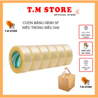 Cuộn băng dính trắng trong suốt rộng 45mm, dày 12mm lắp vừa máy cắt băng dính cầm tay chất lượng keo chuẩn