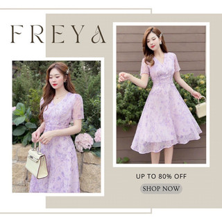 🛍Đầm váy nữ 🛍Váy tím cổ V tay ngắn tiểu thư,Váy màu tím nhún eo kết cườm dáng midi sang trọng,đi chơi đi tiệc đều rất đẹ