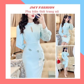 V4139 Váy xanh body tay dài tiểu thư [Dolce Viva Colection (DVC)] váy đầm dự tiệc thiết kế sang chảnh