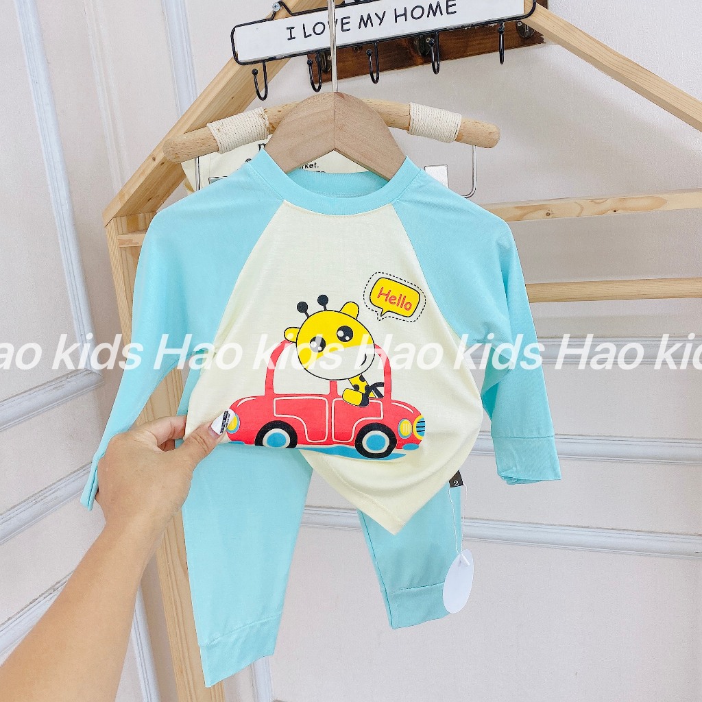 Bộ quần áo dài tay mặc điều hòa, chất thun lạnh mềm mịn cho bé gái và bé trai BD81