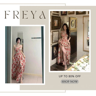 🛍Đầm váy nữ 🛍Váy maxi dáng dài xẻ tà sang trọng,Váy hai dây dáng dài in KTS hoa hồng xịn mịn,váy dự tiệc sang trọng