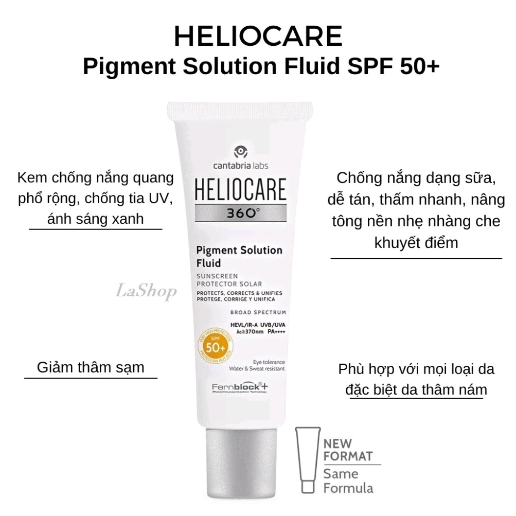 Kem Chống Nắng Heliocare 360 Water Gel Spf 50+,Mineral Tolerence Fluid, Pigment Solution Fluid (50ml) / Belle Cosmetics