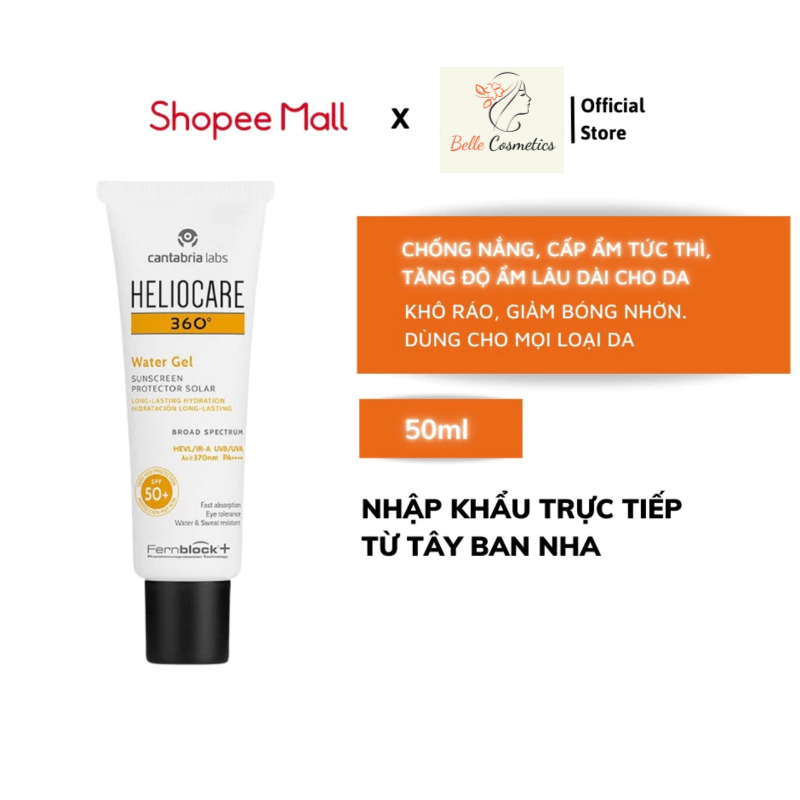 Kem Chống Nắng Heliocare 360 Water Gel Spf 50+,Mineral Tolerence Fluid, Pigment Solution Fluid (50ml) / Belle Cosmetics