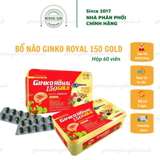 Hoạt huyết dưỡng não GINKO ROYAL GOLD 150 Viên uống bổ não, tăng cường tuần hoàn máu não tăng cường trí nhớ Hộp 60 viên