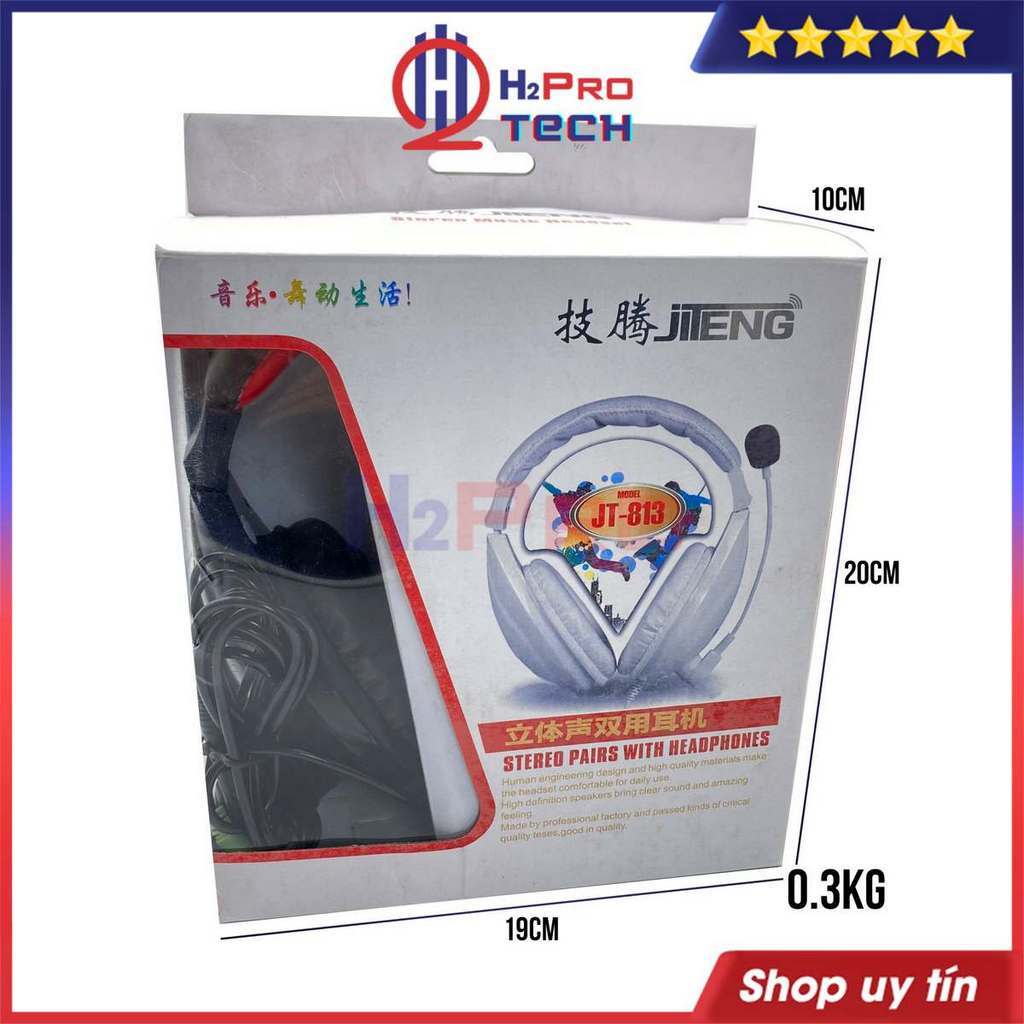 Tai Nghe Chụp Gaming JT-813 Chống Ồn, Bass Hay , Tai Nghe Chụp Tai Có Dây Dài 2.1M - H2Pro Tech