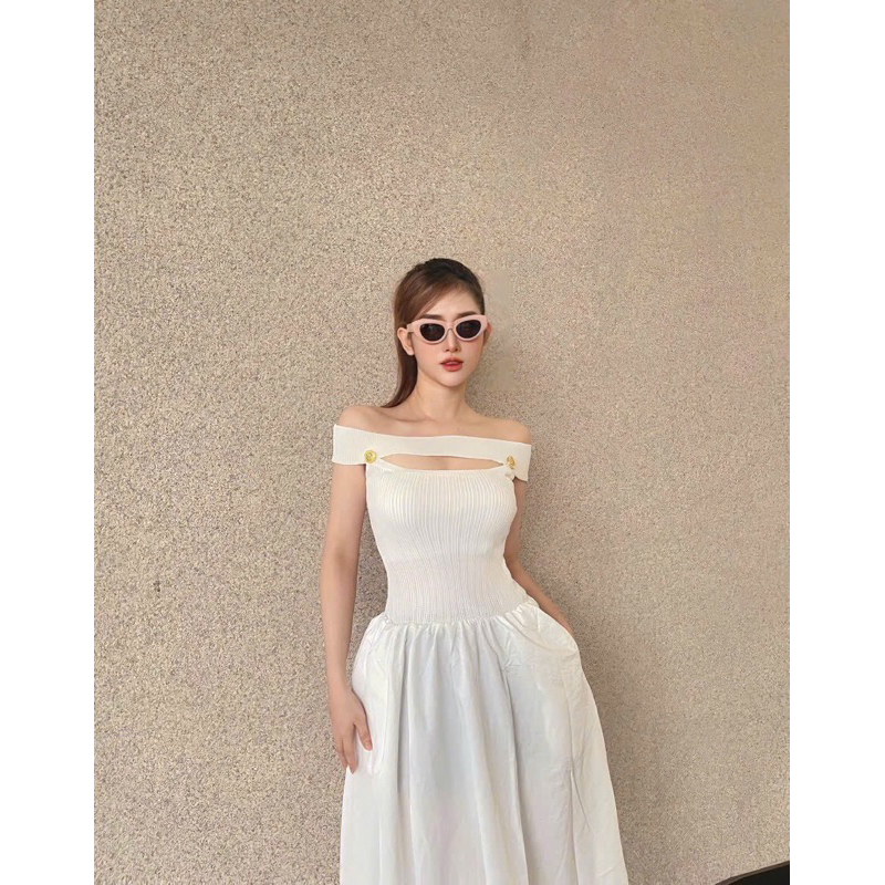 Váy chờm vai  Véac hàng cao cấp