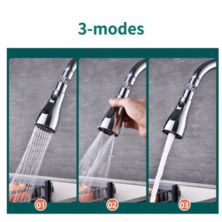 Đầu Vòi Nước Tăng Áp 3 Chế Độ Đa Năng Xoay 360 Độ