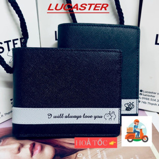 ví nam khắc tên theo yêu cầu có in tặng ảnh  da saffiano nhập khẩu cosmos Lucaster fullbox hộp và túi bh 12 tháng