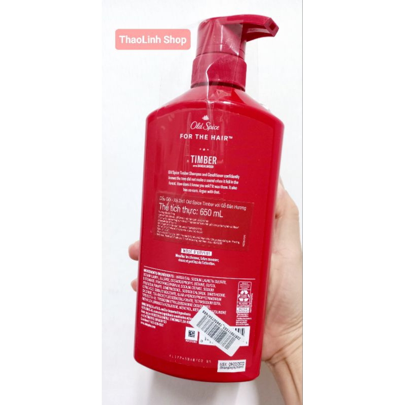 Dầu Gội Xả  Old Spice 2in1 Hương Gỗ Đàn Hương Cho Nam 650ml