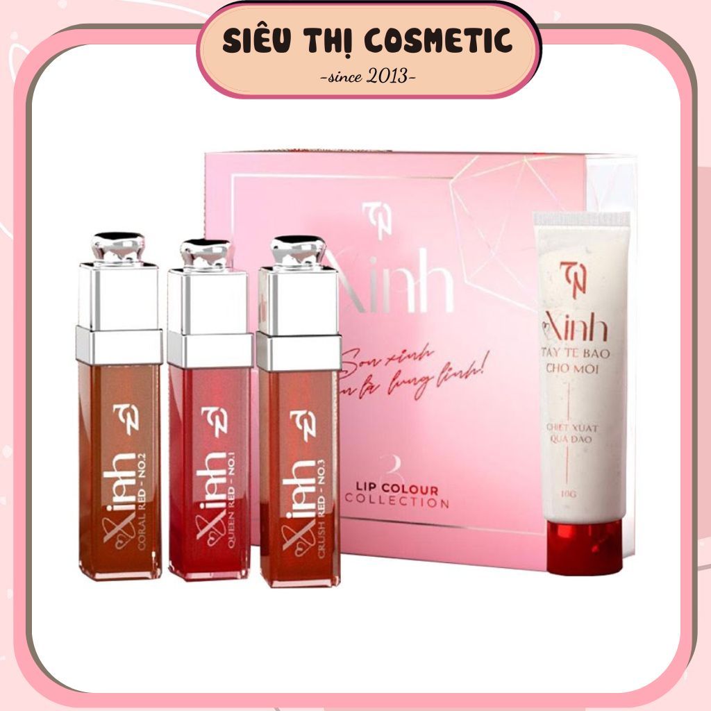 Set Son Xinh 3 Cây Mỹ Phẩm Đông Anh - Son Xinh 3 Màu Hot (tặng tbc môi)