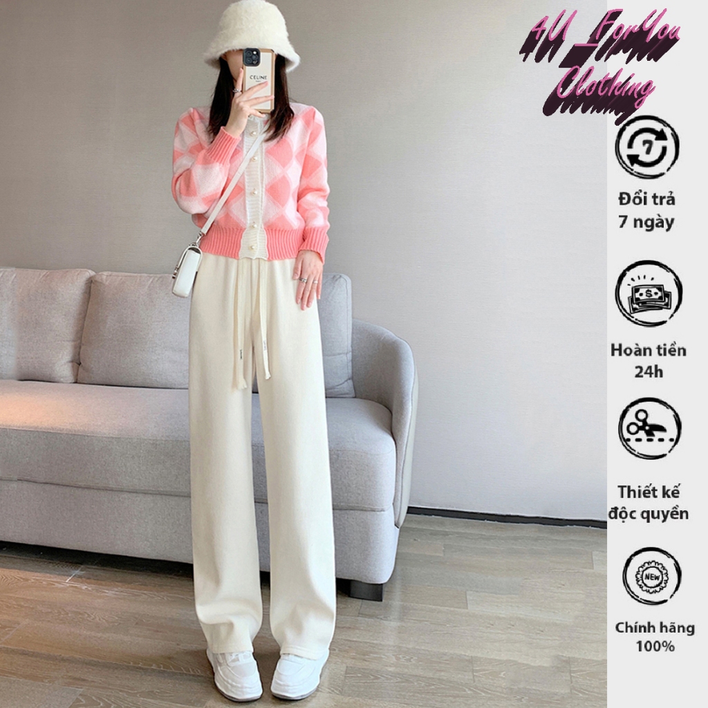 Quần Suông Ống Rộng Cạp Chun Unisex Nam-Nữ, Chất Nỉ Nhung Tăm Siêu Đẹp, Co Dãn Tốt, Rủ và Dày Siêu Hách Dáng CW01_4U