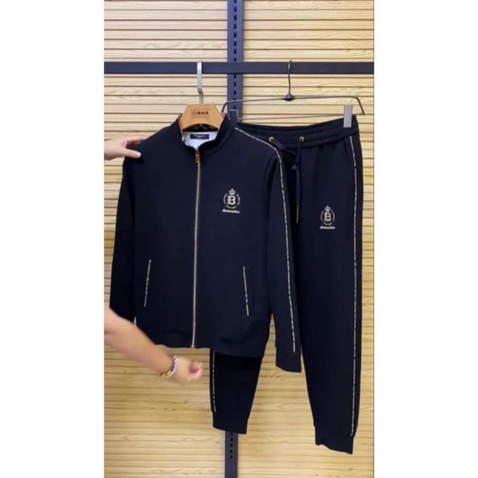 Bộ quần áo thu đông thể thao nam cao cấp,Quần áo nỉ thu đông dài tay màu đen nam thêu logo nổi đẹp
