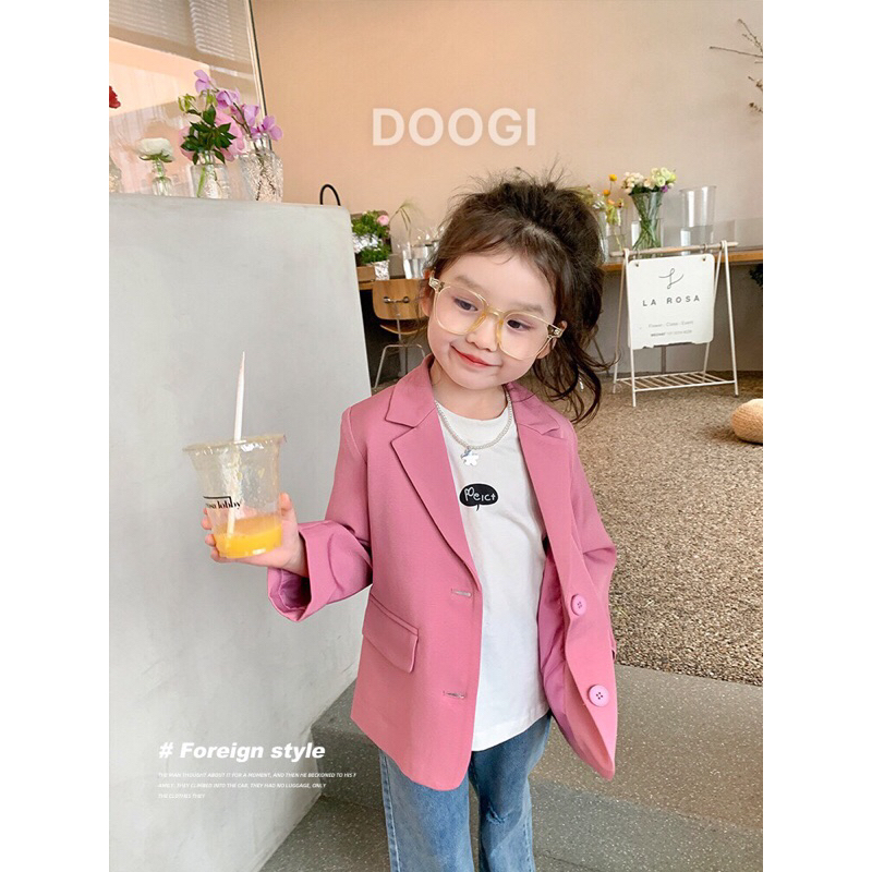 Áo vest blazer hồng cho bé gái siêu cưng