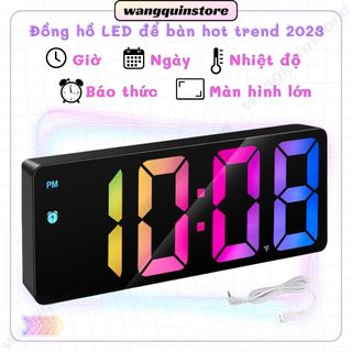 Đồng hồ LED để bàn nhiều màu, có báo thức, hiển thị thời gian, nhiệt độ, hẹn giờ, cảm biến ánh sáng tự động thông minh