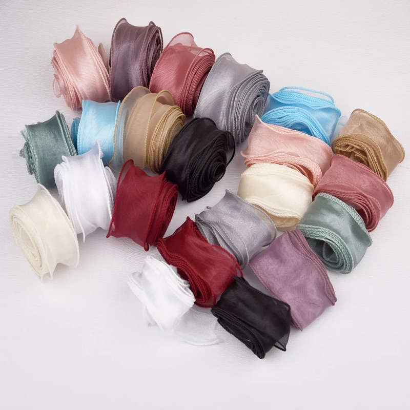 Dây ruy băng voan viền sóng trang trí hộp bánh sinh nhật 4cm x 9m